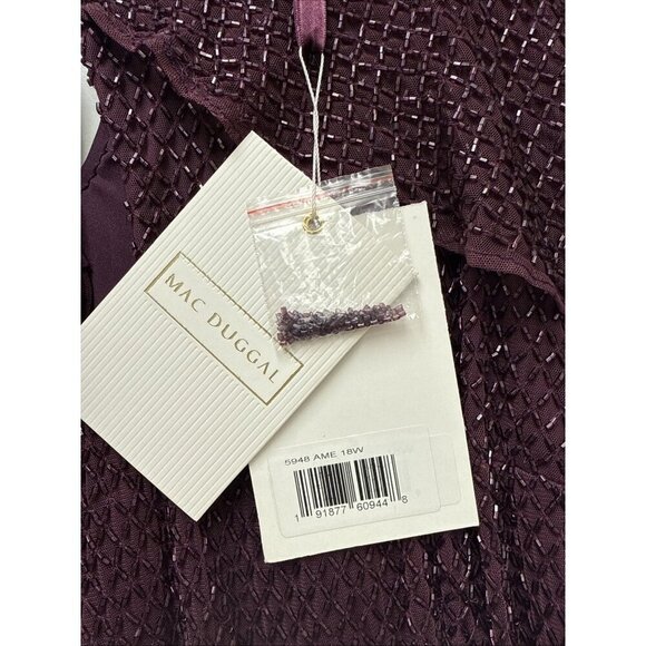 Mac Duggal Size 18 Purple 5948 Cape Sleeve Beaded Formal Cocktail Dress $598 New - Picture 9 of 10